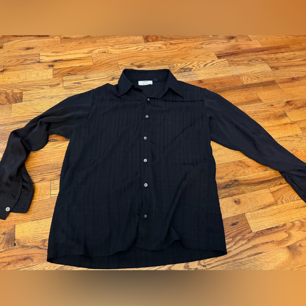 Savioni Black Casual Button Down Shirt